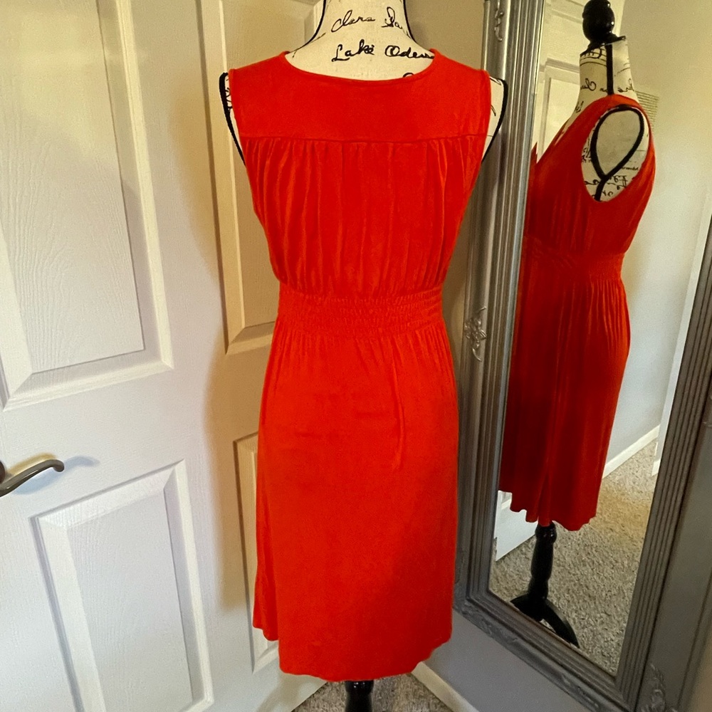 Red orange midi summer dress - Picture 2 of 5